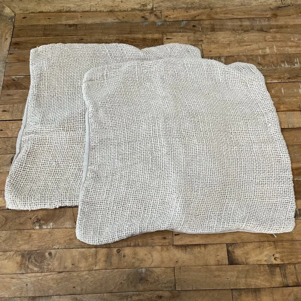 Pottery Barn Textured Woven Linen Pillow Covers Set of 2 20 in x 20 in
